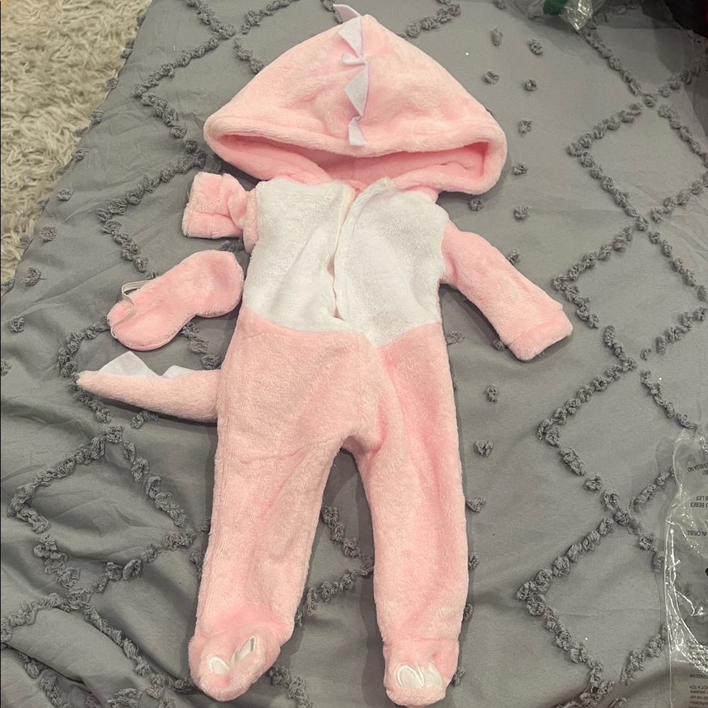 Pink Dinosaur 18 inch doll costume pajamas with sleep mask for doll nwt